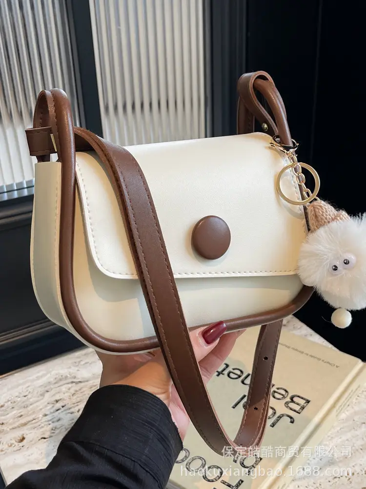 Women's 2024 Retro Square Shoulder Bag Brown Cream - Image 13