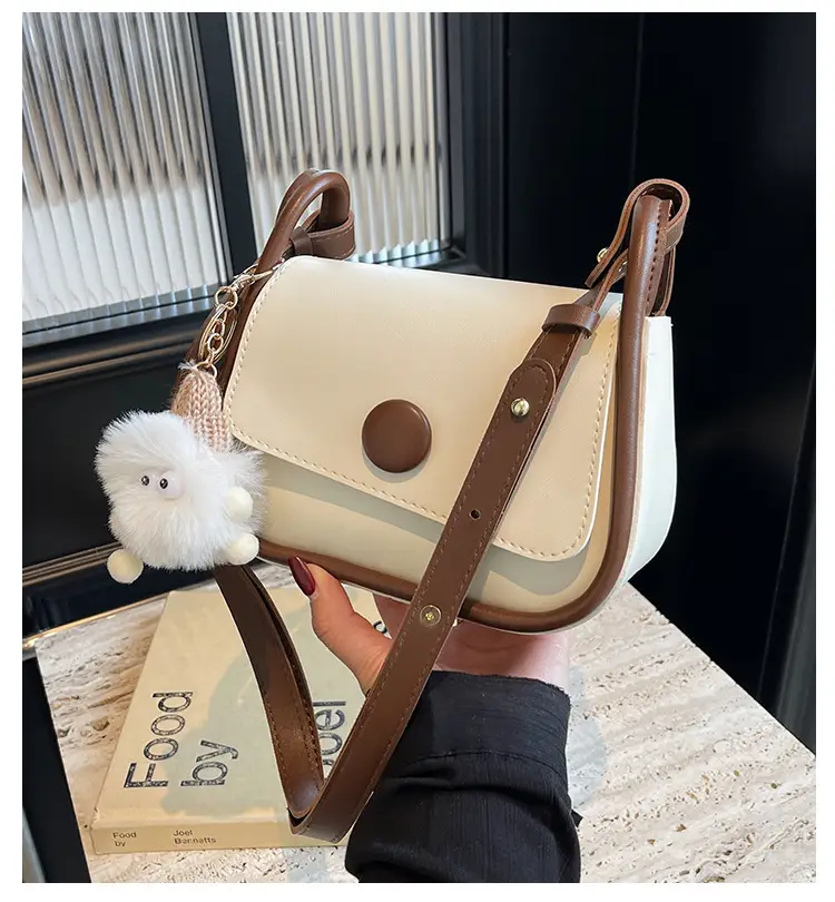 Women's 2024 Retro Square Shoulder Bag Brown Cream — feature 1