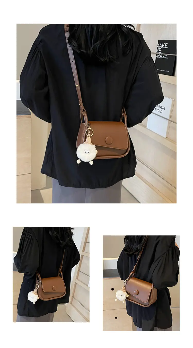 Women's 2024 Retro Square Shoulder Bag Brown Cream — feature 10