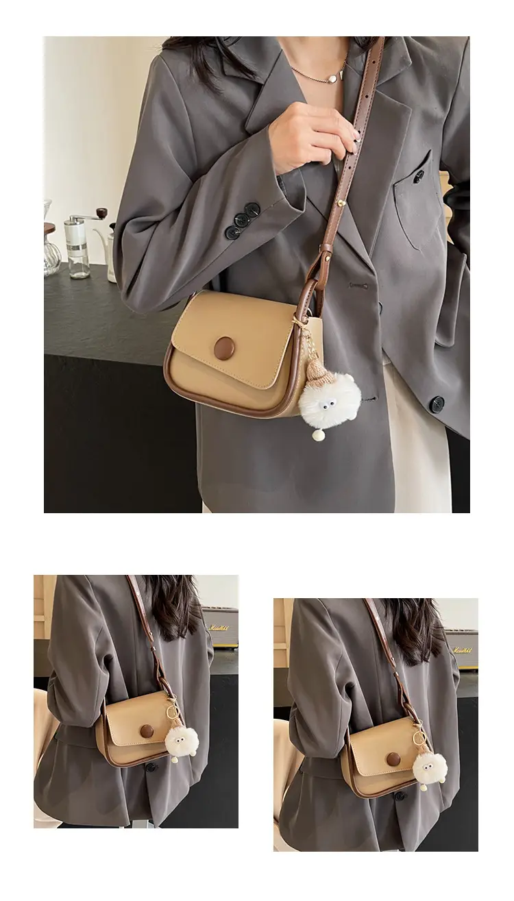 Women's 2024 Retro Square Shoulder Bag Brown Cream — feature 11