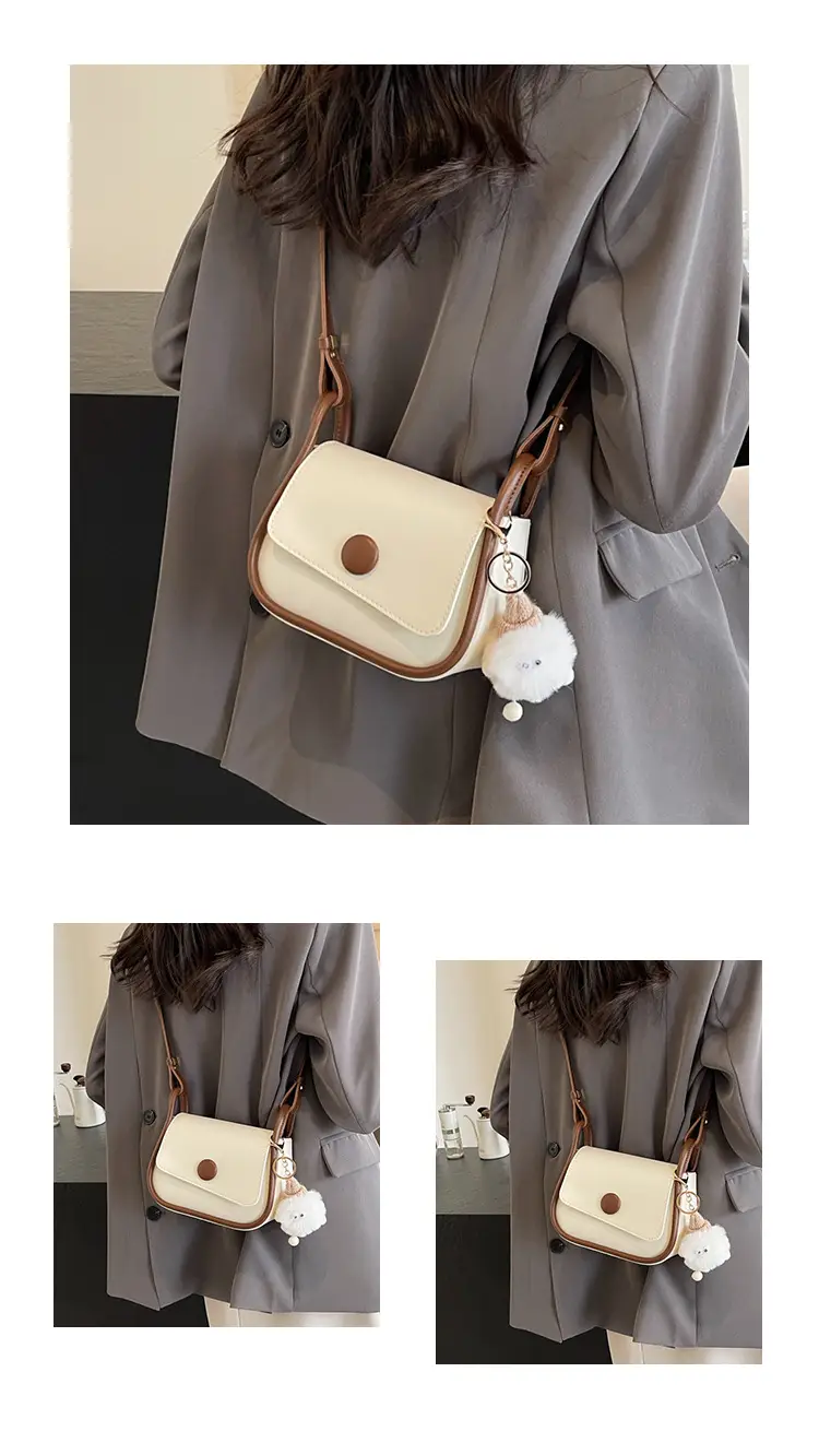 Women's 2024 Retro Square Shoulder Bag Brown Cream — feature 12