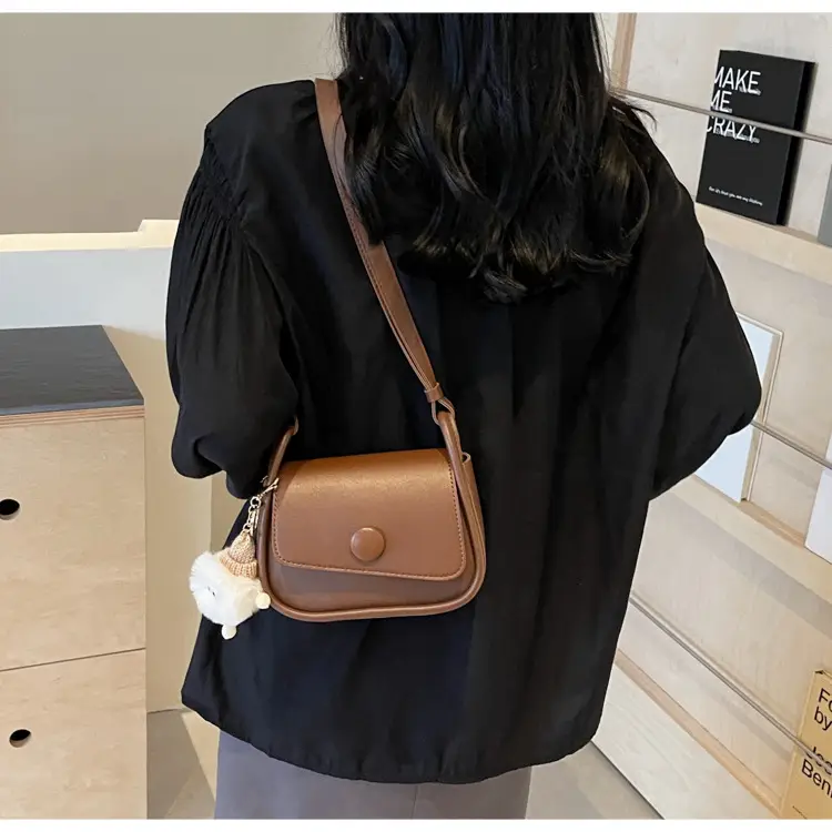 Women's 2024 Retro Square Shoulder Bag Brown Cream — feature 16