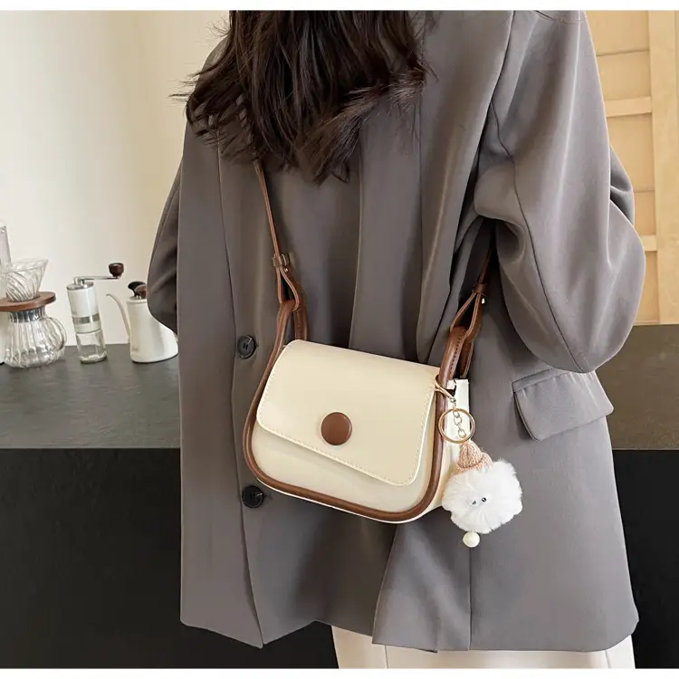 Women's 2024 Retro Square Shoulder Bag Brown Cream — feature 19