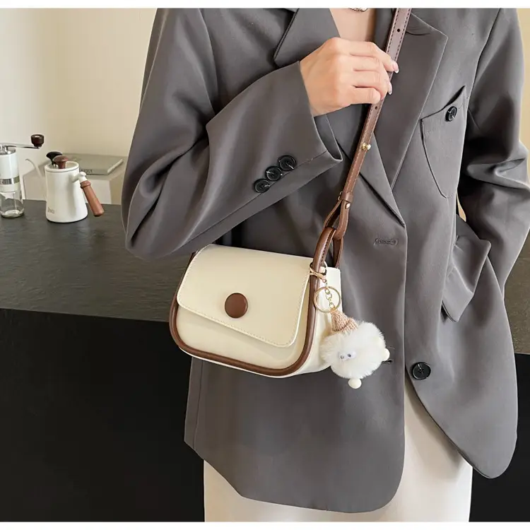 Women's 2024 Retro Square Shoulder Bag Brown Cream — feature 20