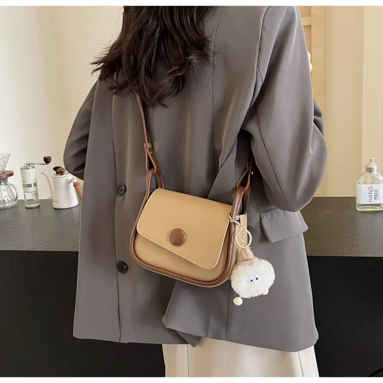 Women's 2024 Retro Square Shoulder Bag Brown Cream — feature 21