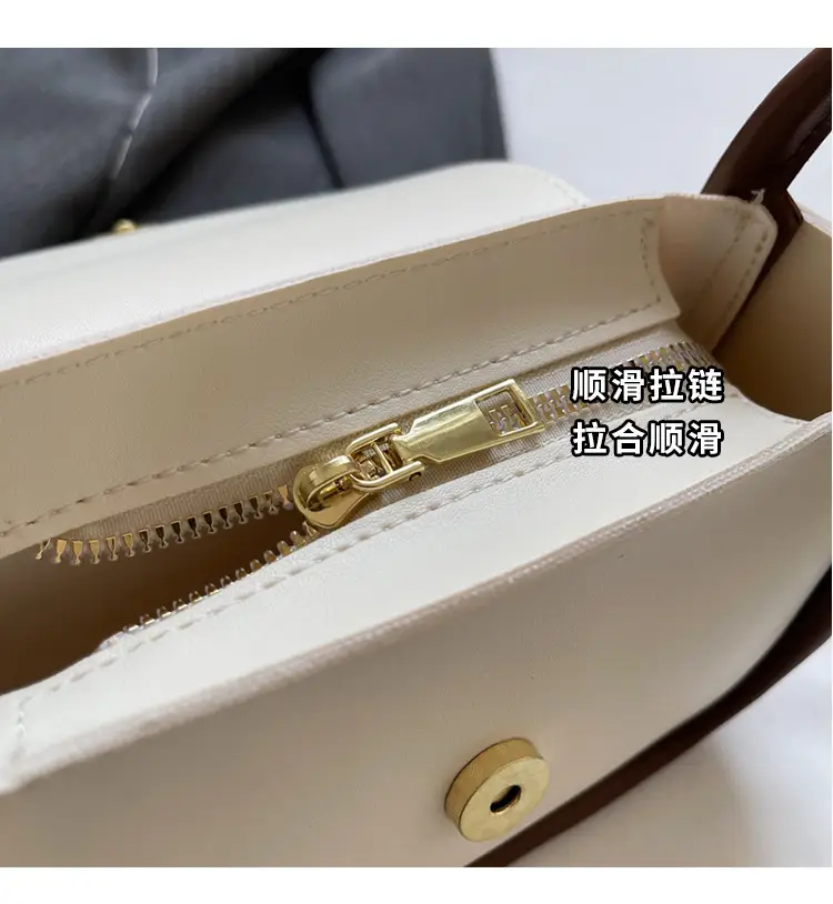 Women's 2024 Retro Square Shoulder Bag Brown Cream — feature 5
