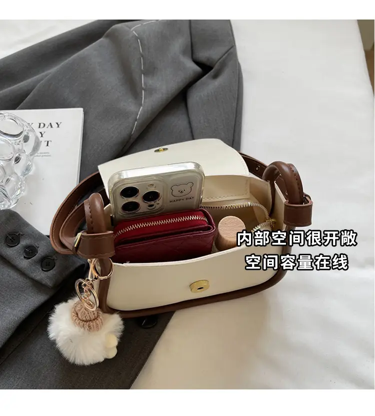Women's 2024 Retro Square Shoulder Bag Brown Cream — feature 8