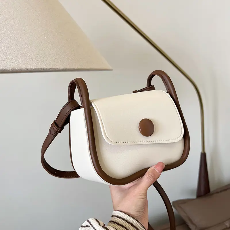 Women's 2024 Retro Square Shoulder Bag Brown Cream - Image 6