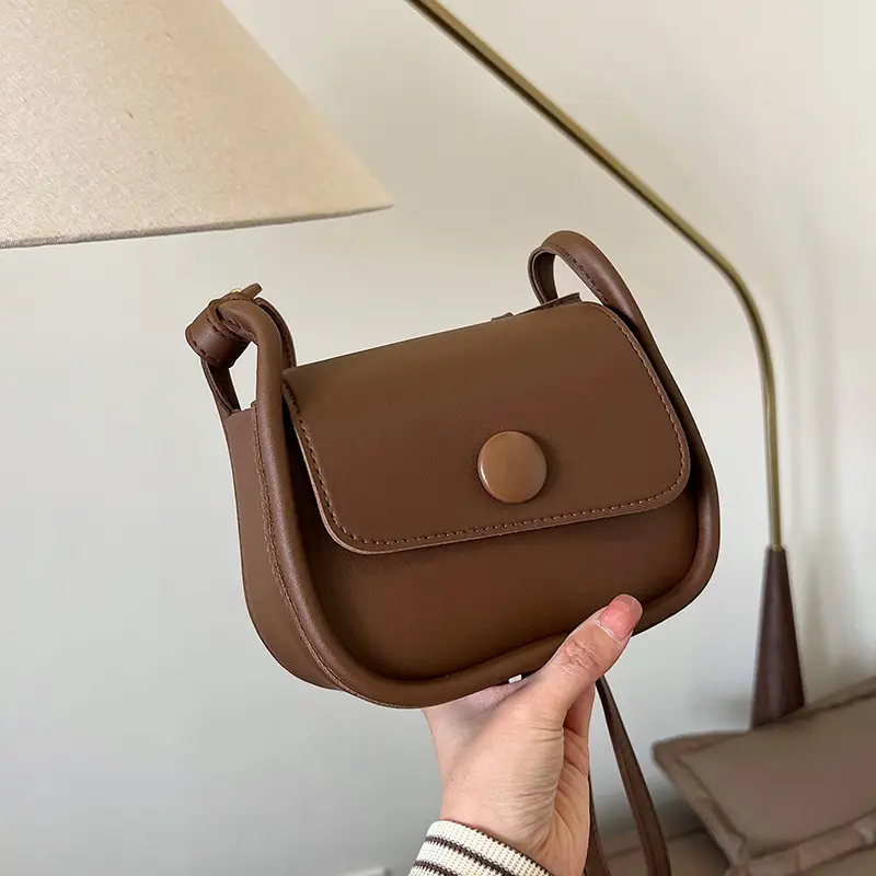 Women's 2024 Retro Square Shoulder Bag Brown Cream - Image 7