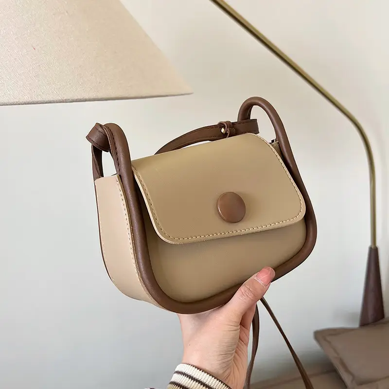 Women's 2024 Retro Square Shoulder Bag Brown Cream - Image 8