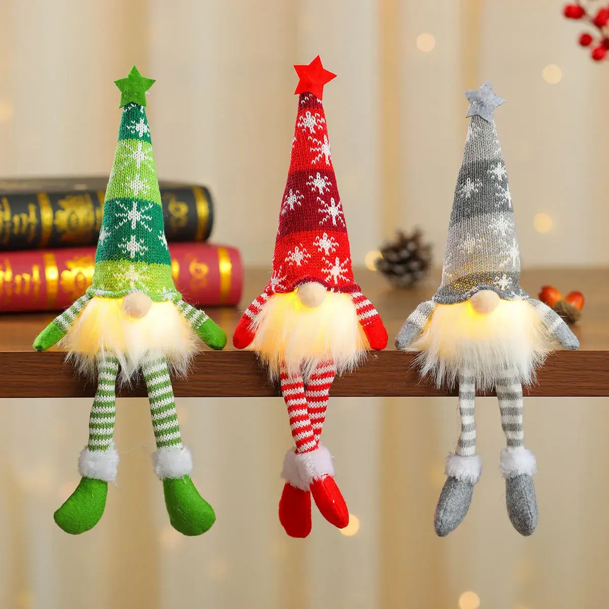 Christmas Knitted Snowflake Hat Dolls Set of 6