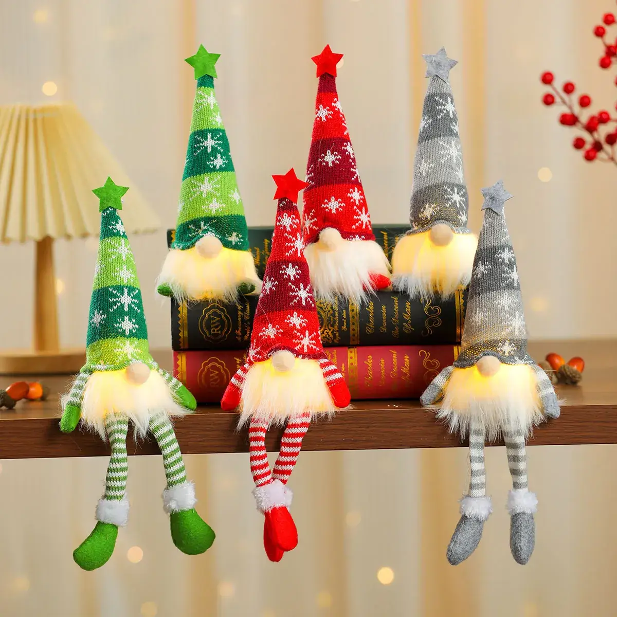 Christmas Knitted Snowflake Hat Dolls Set of 6 — feature 1