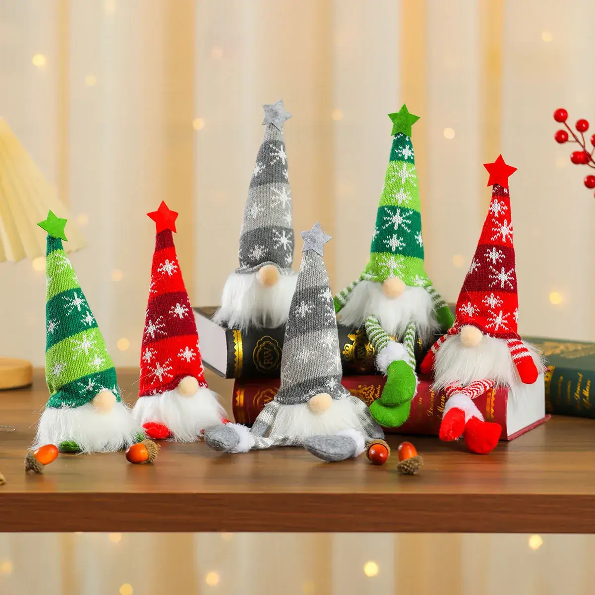 Christmas Knitted Snowflake Hat Dolls Set of 6 — feature 7