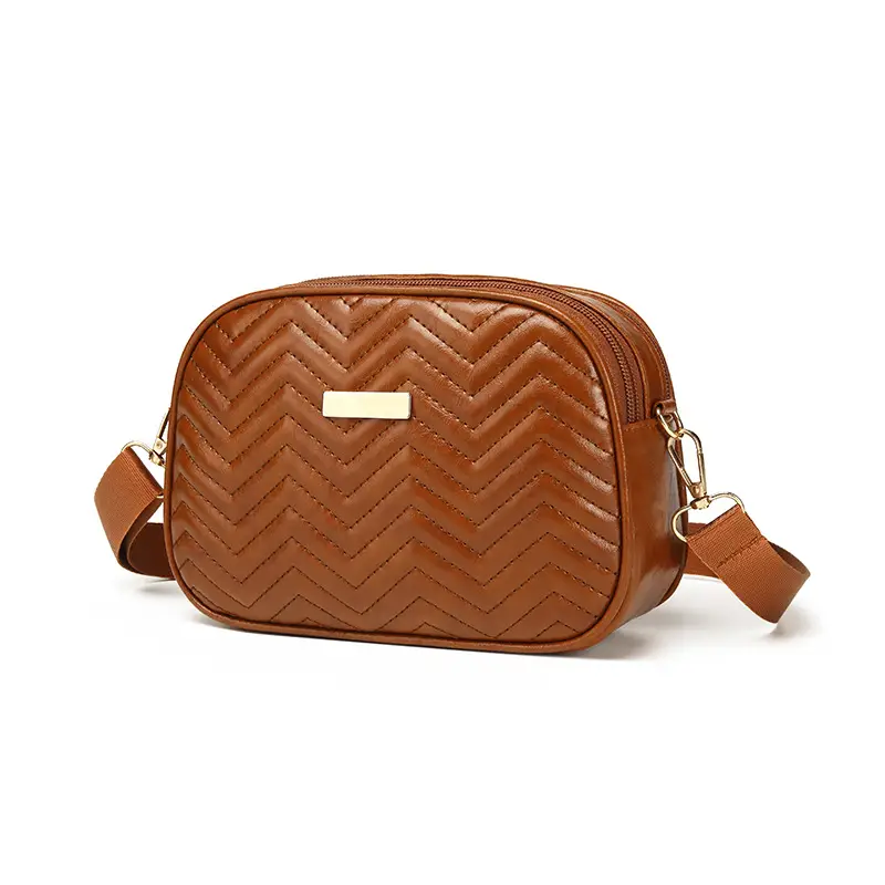 Double Zip Wave Crossbody Bag Brown 2024