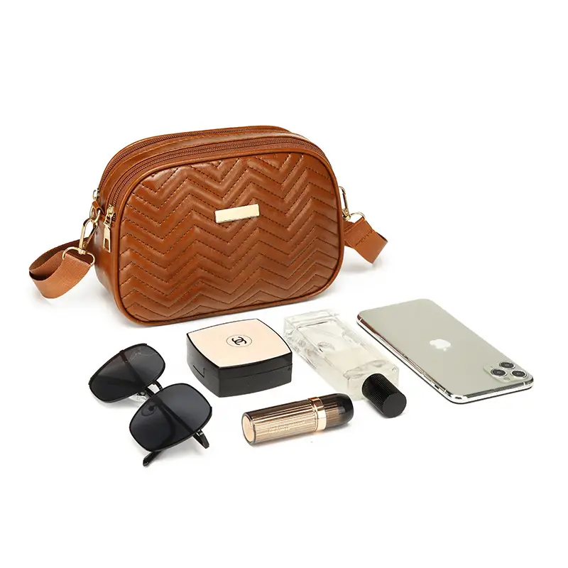 Double Zip Wave Crossbody Bag Brown 2024