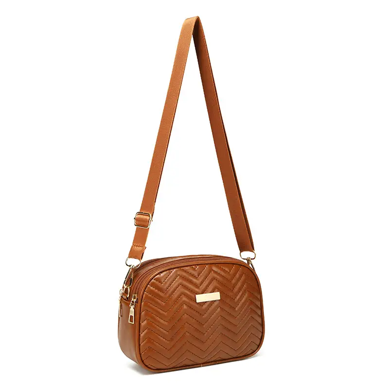 Double Zip Wave Crossbody Bag Brown 2024