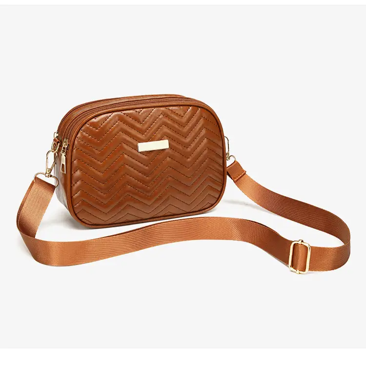 Double Zip Wave Crossbody Bag Brown 2024 — feature 10