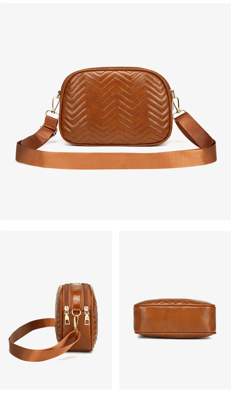Double Zip Wave Crossbody Bag Brown 2024 — feature 11
