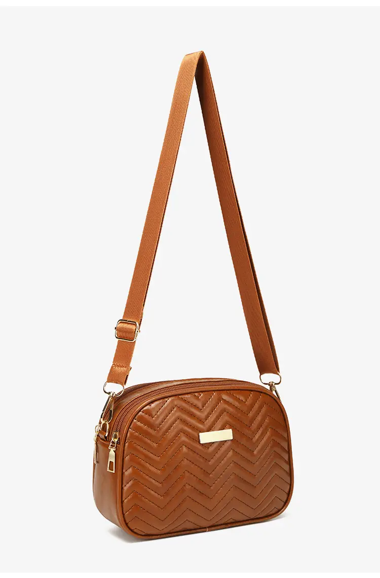 Double Zip Wave Crossbody Bag Brown 2024 — feature 12