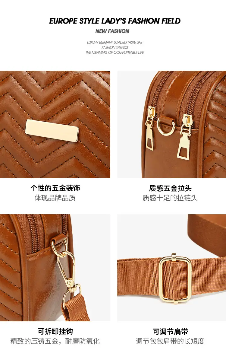 Double Zip Wave Crossbody Bag Brown 2024 — feature 7