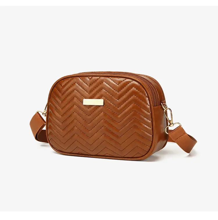 Double Zip Wave Crossbody Bag Brown 2024 — feature 9