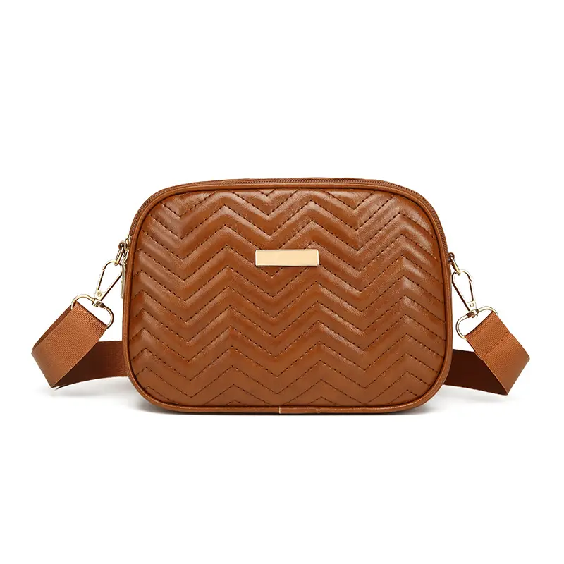 Double Zip Wave Crossbody Bag Brown 2024