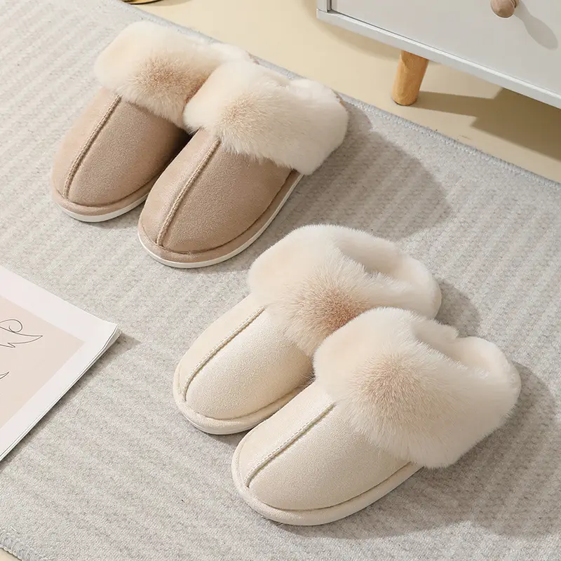 2024 cross-border new winter hair-to-mouth home slippers for men and women couples indoor and outdoor warm slippers cotton slippers