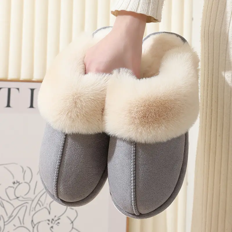 2024 cross-border new winter hair-to-mouth home slippers for men and women couples indoor and outdoor warm slippers cotton slippers