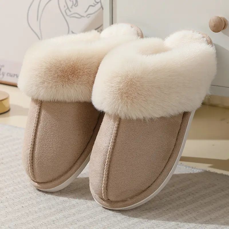 2024 cross-border new winter hair-to-mouth home slippers for men and women couples indoor and outdoor warm slippers cotton slippers