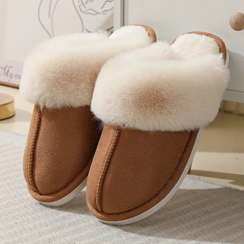 2024 cross-border new winter hair-to-mouth home slippers for men and women couples indoor and outdoor warm slippers cotton slippers