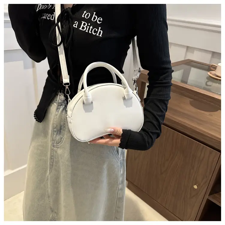 Women Semi-Circular Shoulder Bag Black 2024 - Image 9