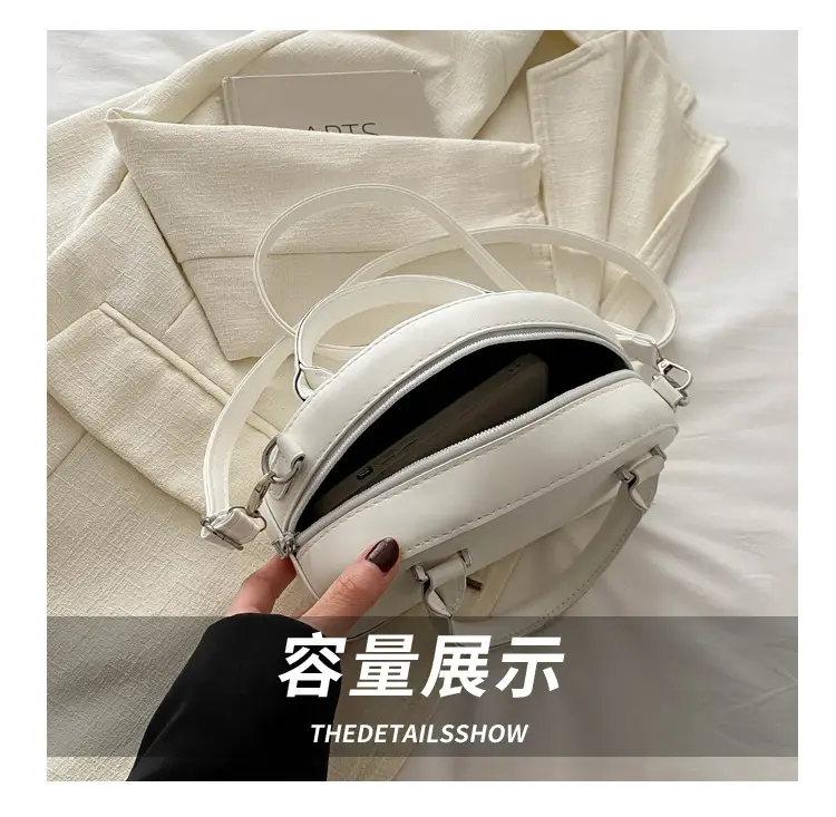 Women Semi-Circular Shoulder Bag Black 2024 — feature 8