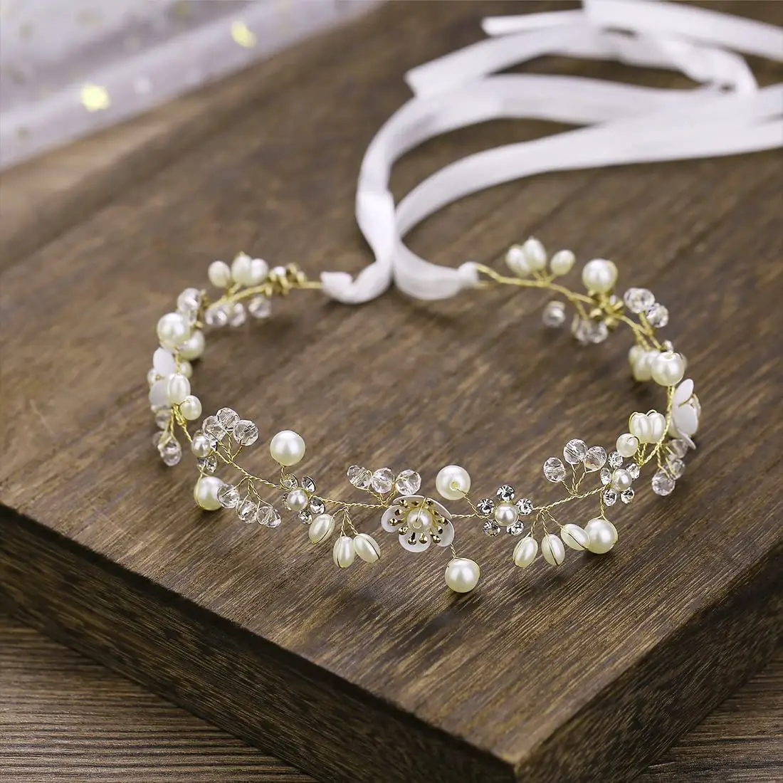 European & American Bride Jewelry Flower Handmade Beaded Headband - Image 6