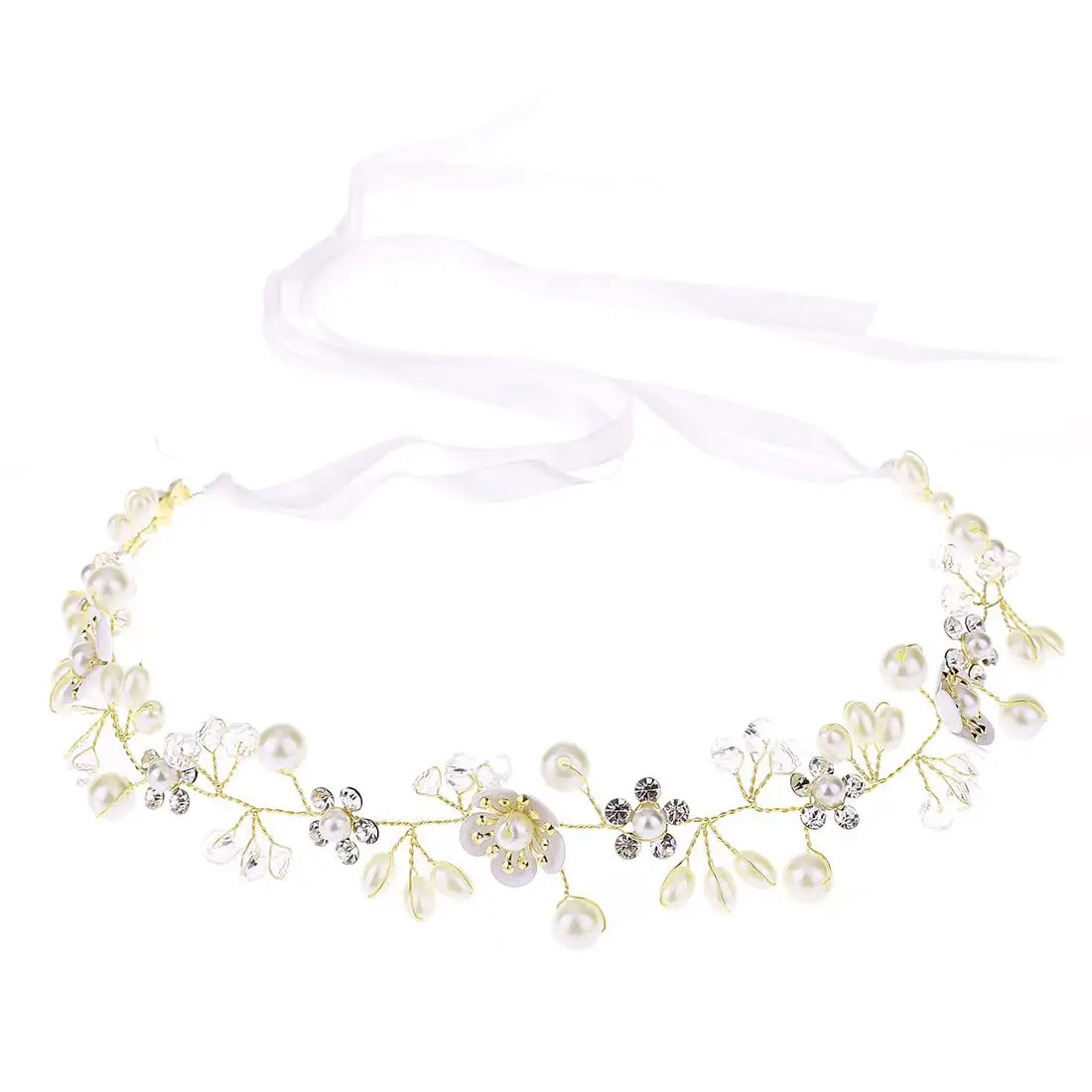 European & American Bride Jewelry Flower Handmade Beaded Headband - Image 7