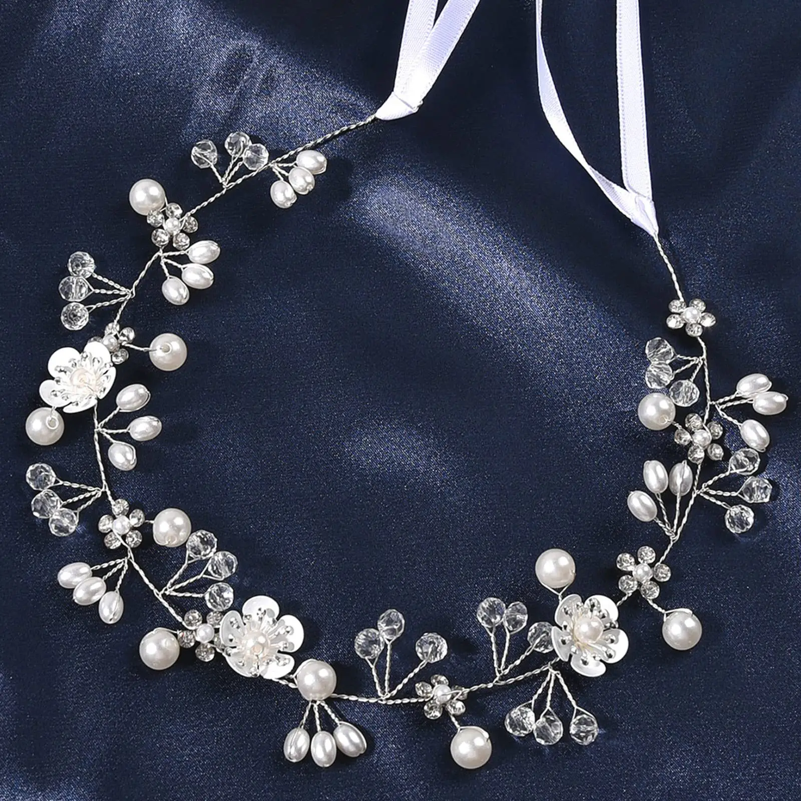 European & American Bride Jewelry Flower Handmade Beaded Headband - Image 2
