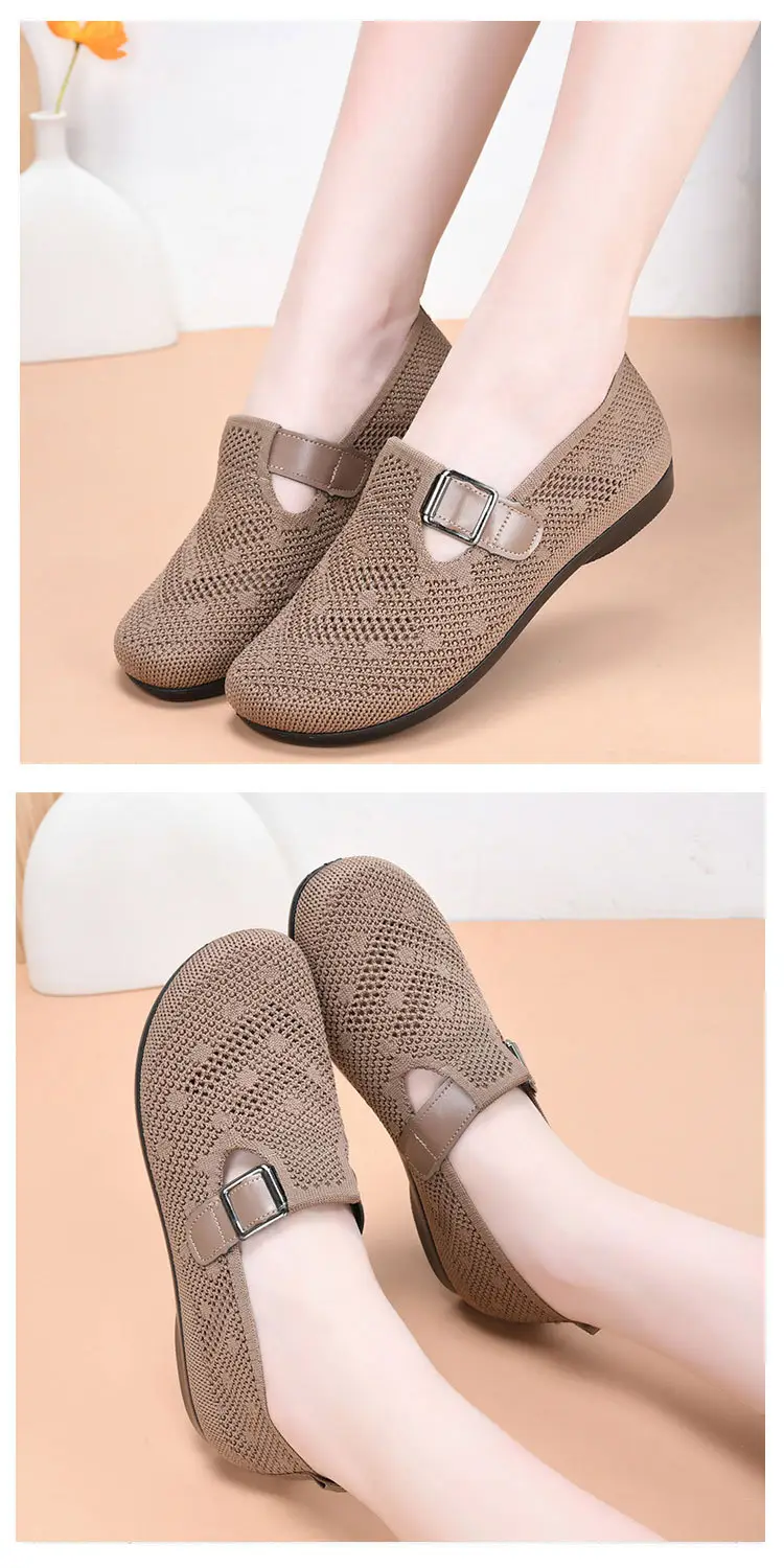 Old Beijing Cloth Shoes Women's New Summer Hollow Mesh Breathable Mother Shoes Non-slip Soft Sole Slip-on Flat Single Shoes — feature 11