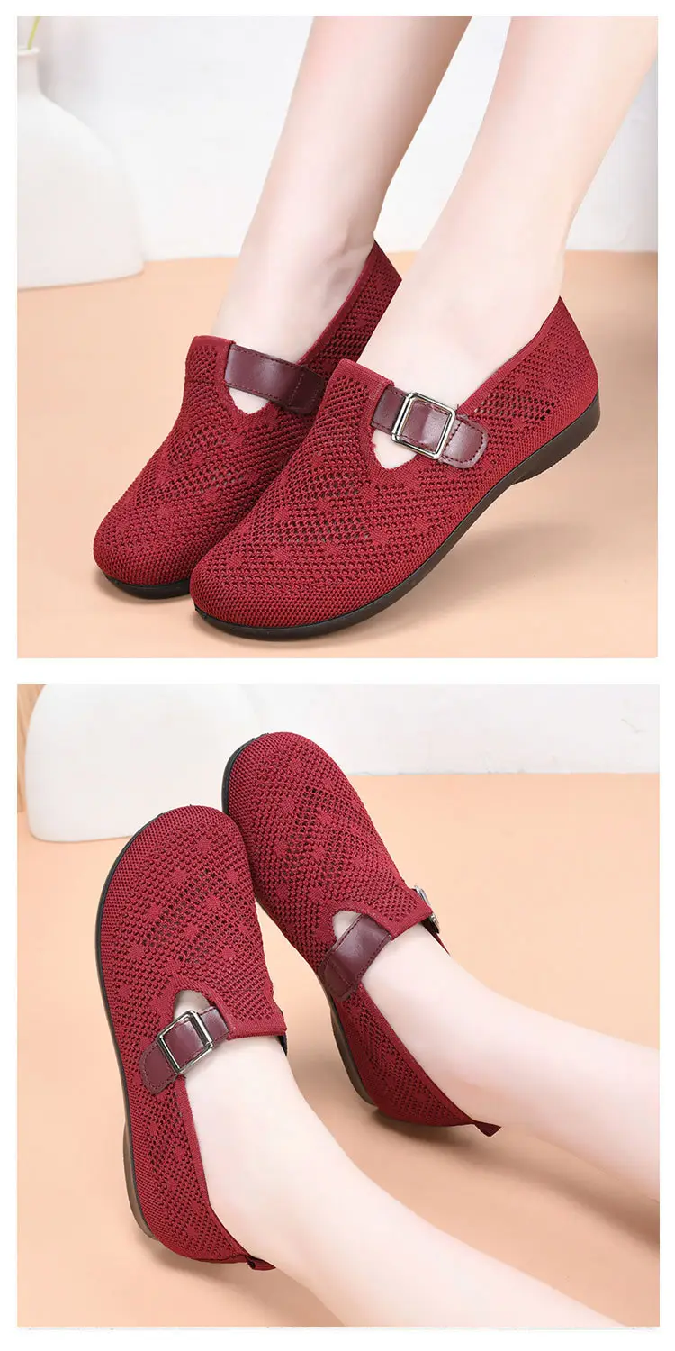 Old Beijing Cloth Shoes Women's New Summer Hollow Mesh Breathable Mother Shoes Non-slip Soft Sole Slip-on Flat Single Shoes — feature 13