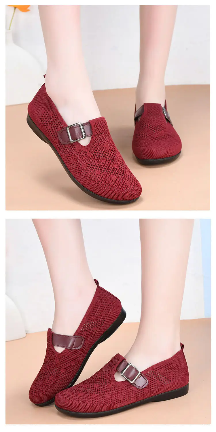 Old Beijing Cloth Shoes Women's New Summer Hollow Mesh Breathable Mother Shoes Non-slip Soft Sole Slip-on Flat Single Shoes — feature 14