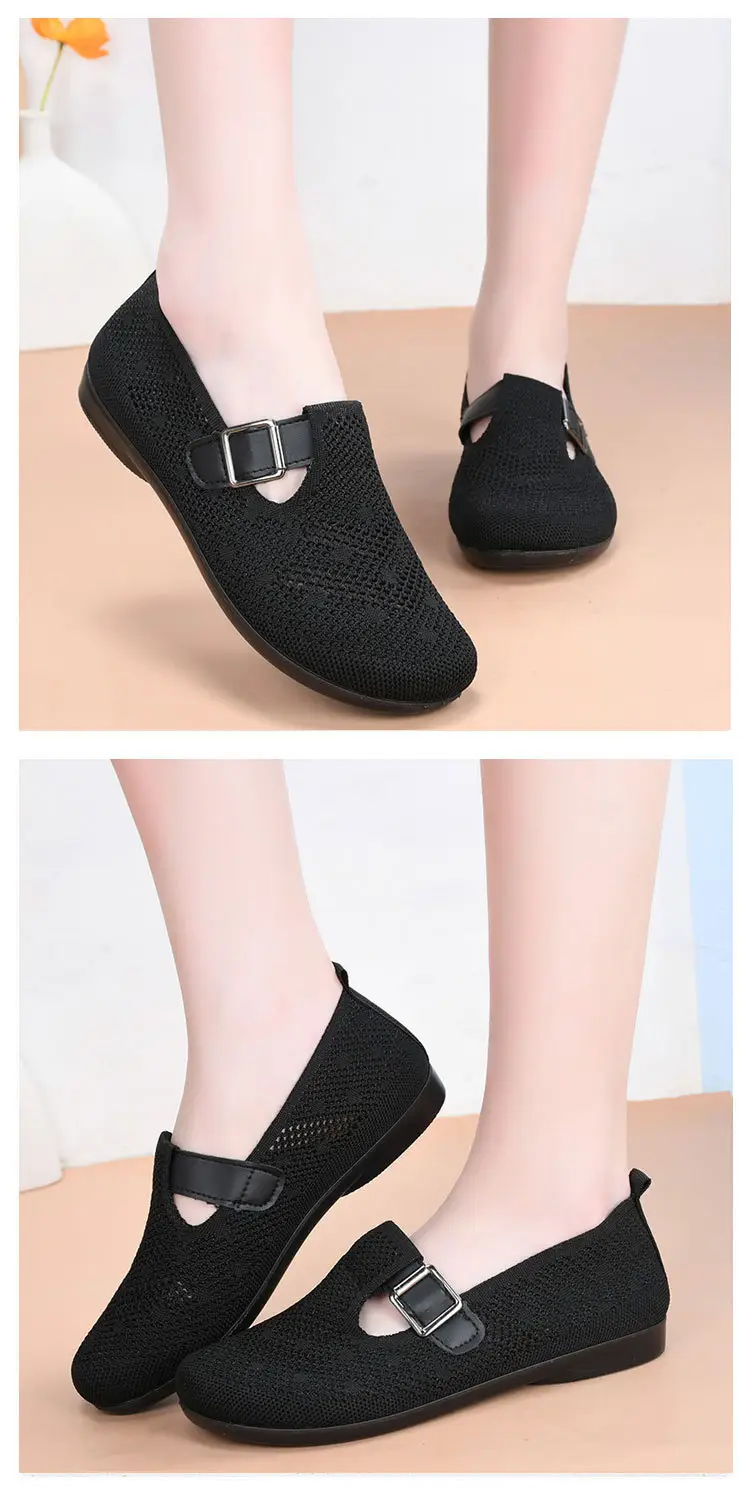 Old Beijing Cloth Shoes Women's New Summer Hollow Mesh Breathable Mother Shoes Non-slip Soft Sole Slip-on Flat Single Shoes — feature 16