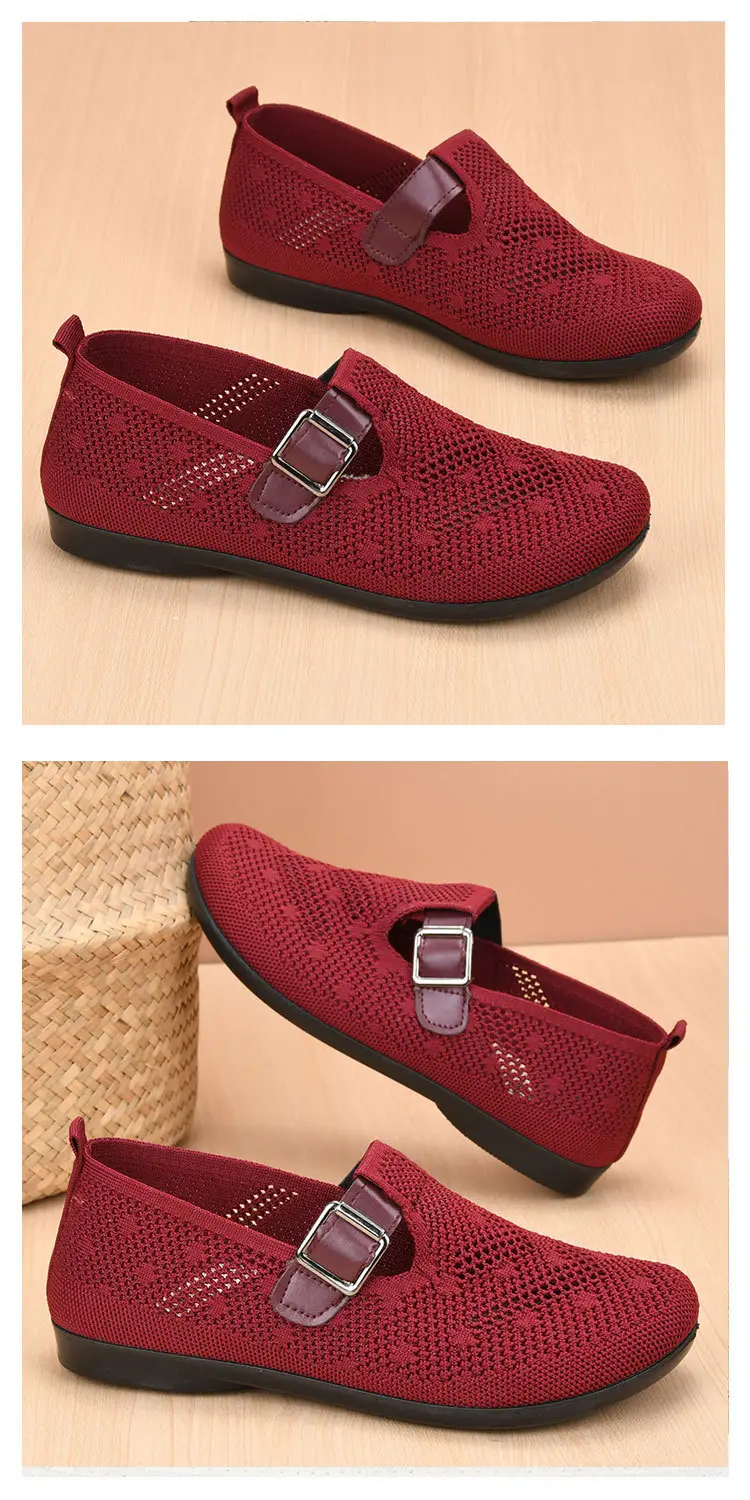 Old Beijing Cloth Shoes Women's New Summer Hollow Mesh Breathable Mother Shoes Non-slip Soft Sole Slip-on Flat Single Shoes — feature 9