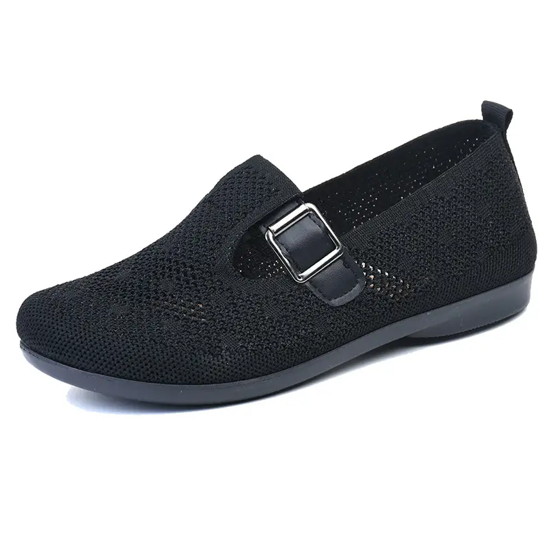 Old Beijing Cloth Shoes Women's New Summer Hollow Mesh Breathable Mother Shoes Non-slip Soft Sole Slip-on Flat Single Shoes - Image 2