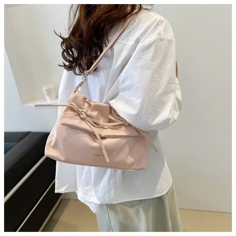 Black Bow Pleated Shoulder Bag for Women — feature 11