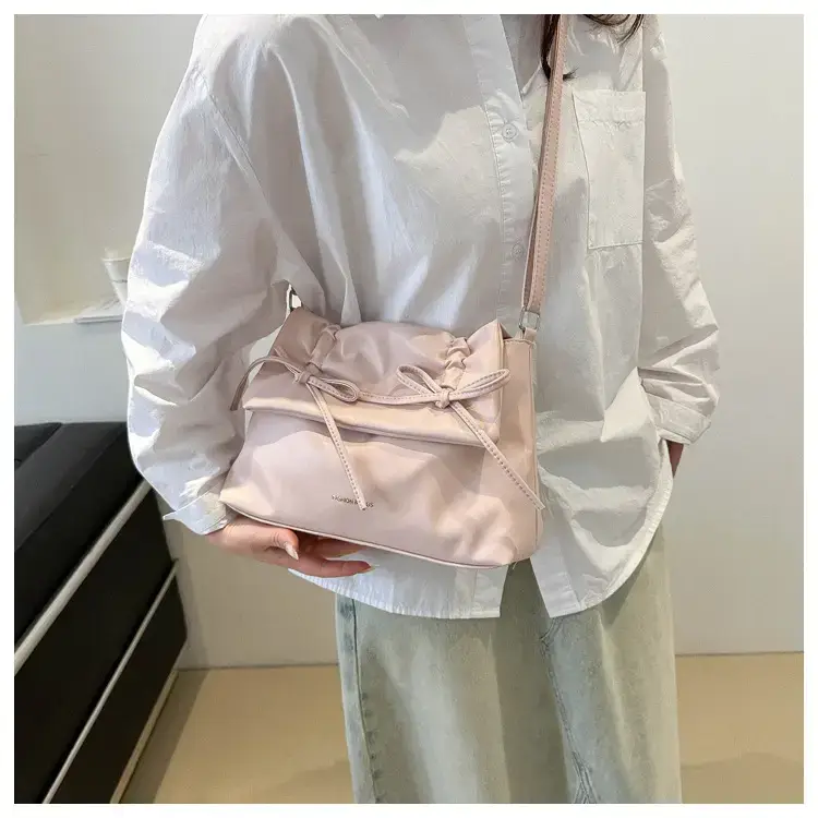 Black Bow Pleated Shoulder Bag for Women — feature 12