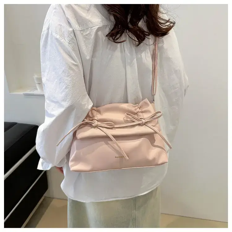 Black Bow Pleated Shoulder Bag for Women — feature 13