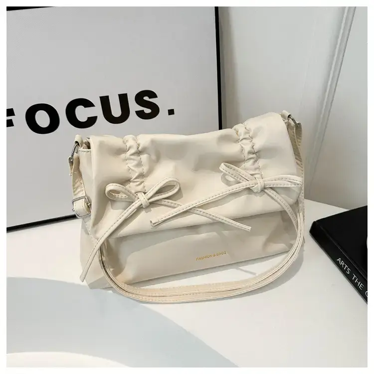 Black Bow Pleated Shoulder Bag for Women — feature 20