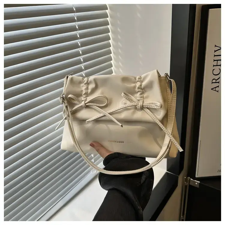 Black Bow Pleated Shoulder Bag for Women — feature 25