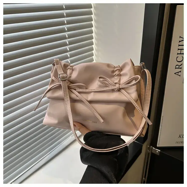 Black Bow Pleated Shoulder Bag for Women — feature 27