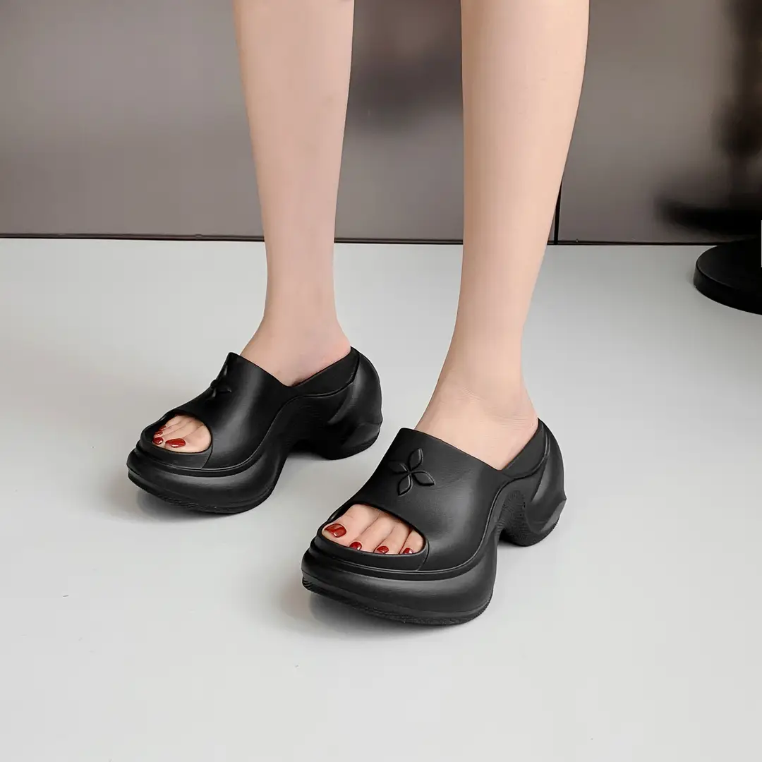 Thick-Soled Slippers for Women, European and American Style, Trendy Eva Soft-Soled, Internet Celebrity Style, High-Heeled, One-Strap Sandals, Cross-Border Comfortable