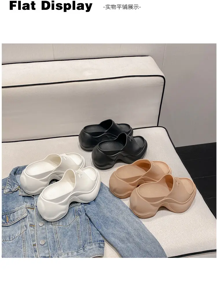 Thick-Soled Slippers for Women, European and American Style, Trendy Eva Soft-Soled, Internet Celebrity Style, High-Heeled, One-Strap Sandals, Cross-Border Comfortable — feature 40