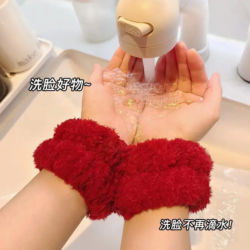 Pink Plush Hair Band for Women Wash Face Makeup Pressure